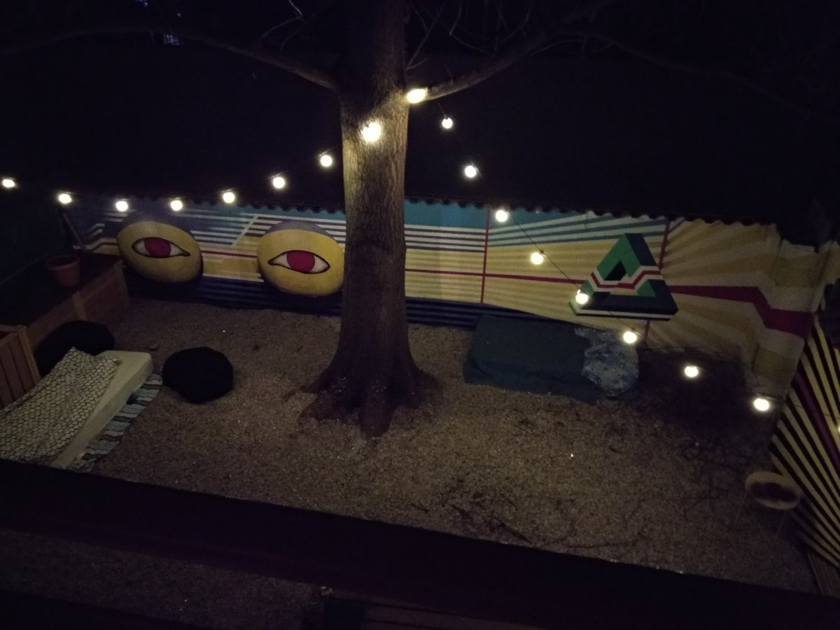 The Bucharest hostel's small yard
