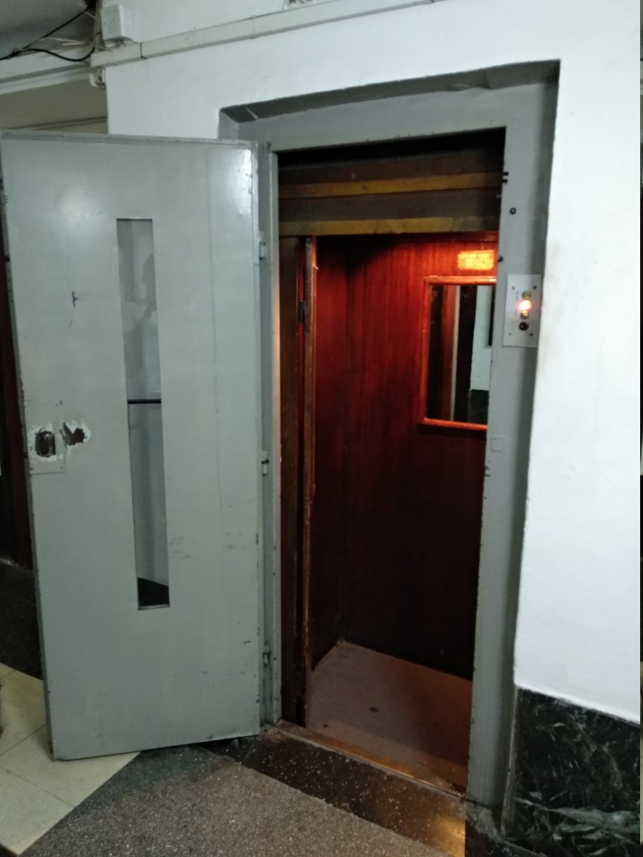 The elevator we were blocked in